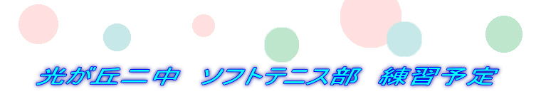 光が丘二中　ソフトテニス部　練習予定 